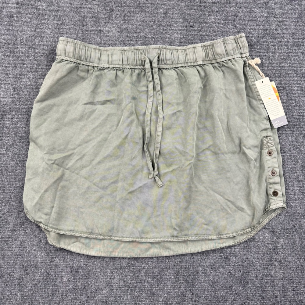 C&C California‎ Womens XL Sage Green Lyocell Mini Skirt Button Side NWT